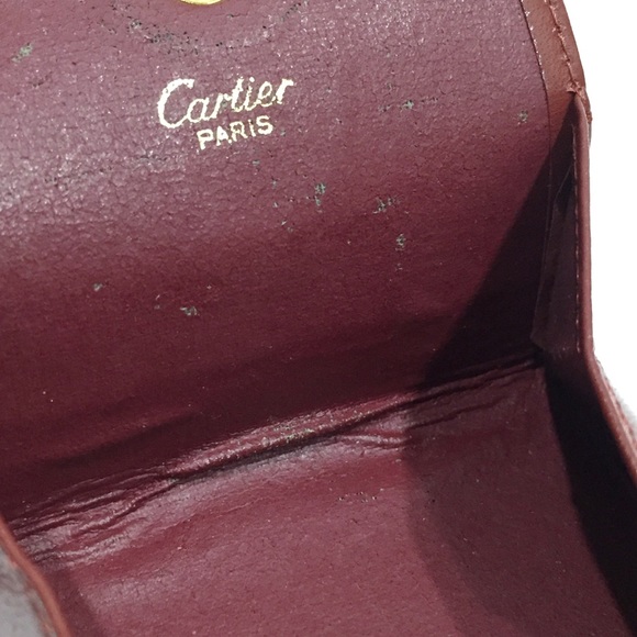 Cartier burgundy leather vintage folding snap pouch - Picture 8 of 10